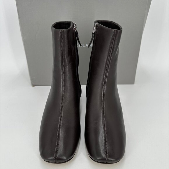 Everlane The Day Boot Dark Brown Leather size 7 Side Zip Ankle Bootie Square Toe - Picture 6 of 13